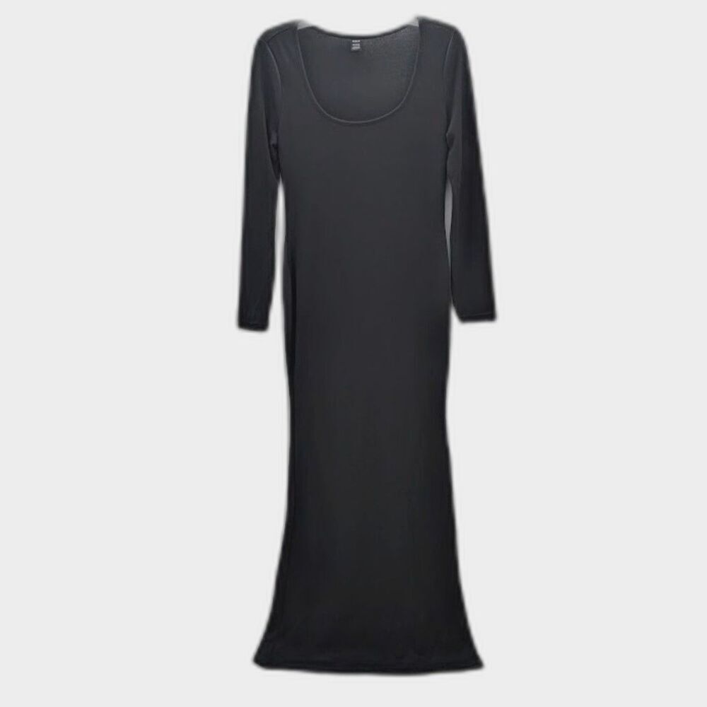 Black Bodycon Maxi Dress Long Sleeve Large Whimsigoth Dark Academia Goth